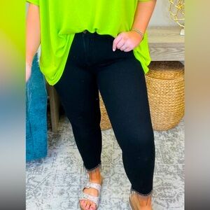 Risen Fringe Rhinestone Black Denim!